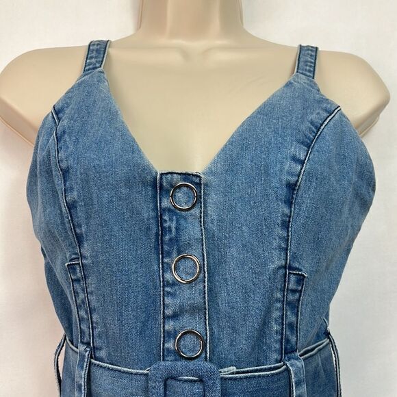 Finders Keepers Denim Snap front jumper dress size 4  EUC - Picture 4 of 12